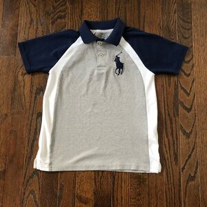 Polo Ralph Lauren Performance Boys 7 Blue/White/Gray Short-Sleeved Polo Shirt